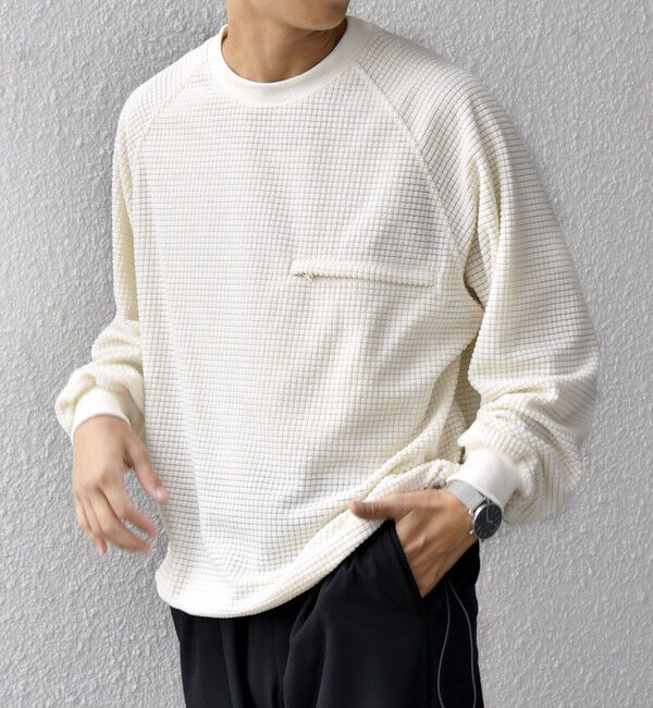 SHIPS any「SHIPS any:〈洗濯機可能〉グリッド フリース スピンドル ポケット プルオーバー◇」|スウェット・ジャージ|