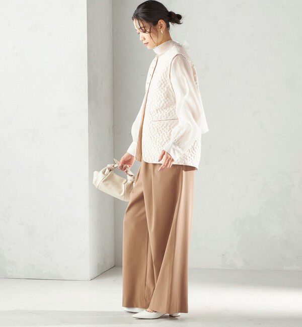 SHIPS for women「ミニ フラワー ジャカード パール モチーフ ボタン ジレ（セレモニー対応可）」|ベスト・ジレ|