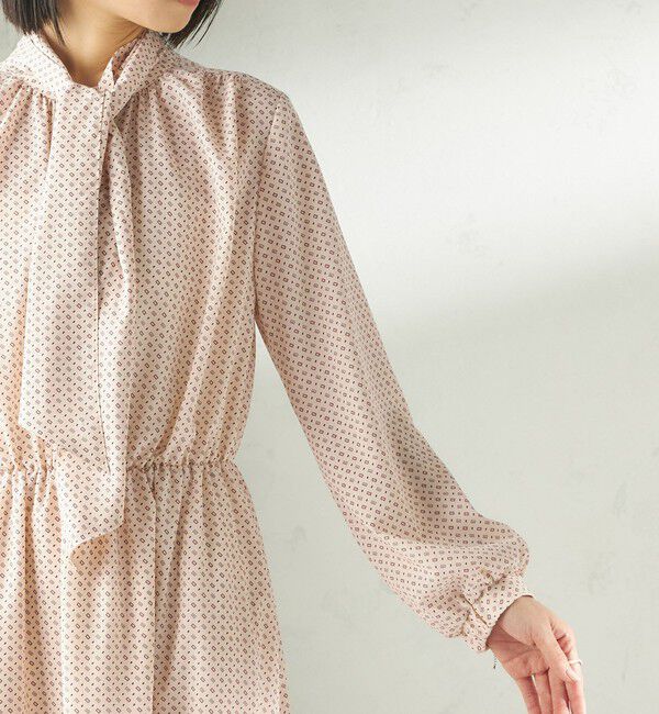 SHIPS for women「〈手洗い可能〉2WAY プリント タイ 長袖 ワンピース」|ワンピース|