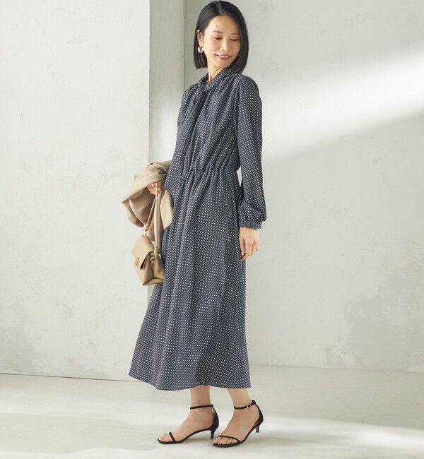 SHIPS for women「〈手洗い可能〉2WAY プリント タイ 長袖 ワンピース」|ワンピース|