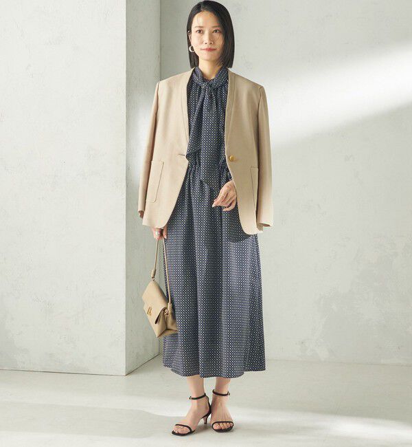 SHIPS for women「〈手洗い可能〉2WAY プリント タイ 長袖 ワンピース」|ワンピース|