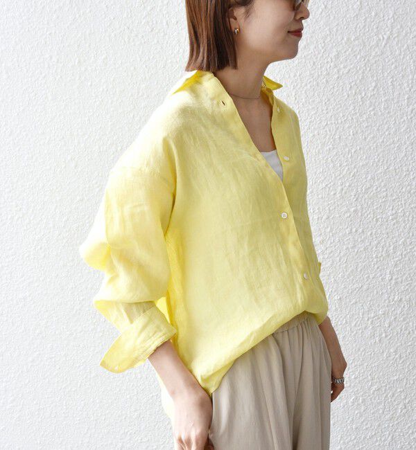 SHIPS any「《予約》SHIPS any:〈洗濯機可能〉リネン レギュラーカラー ルーズ 刺繍 シャツ」|シャツ・ブラウス|