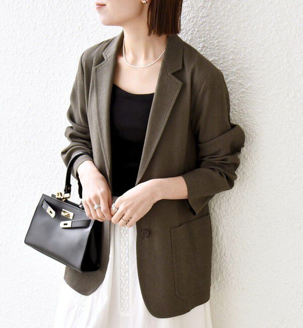 SHIPS any「《予約》SHIPS any: 〈手洗い可能〉リネンミックス テーラード ライト ジャケット」|テーラードジャケット|ダークオリーブ