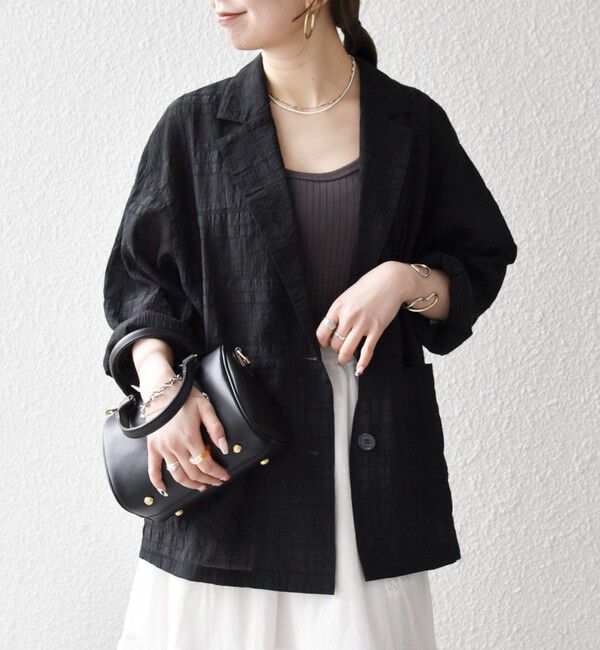 SHIPS any「《予約》SHIPS any:〈手洗い可能〉シアー チェック ルーズ テーラード ジャケット」|テーラードジャケット|