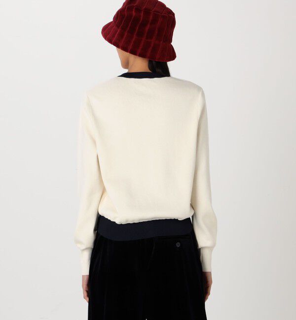 CABaN「コットンカシミヤ バイカラークルーネックカーディガン」|カーディガン|