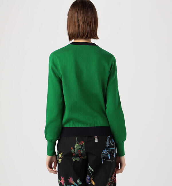 CABaN「コットンカシミヤ バイカラークルーネックカーディガン」|カーディガン|