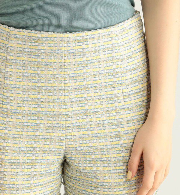 BACCA「ボーダーパターンツイード スリムパンツ」|スラックス|