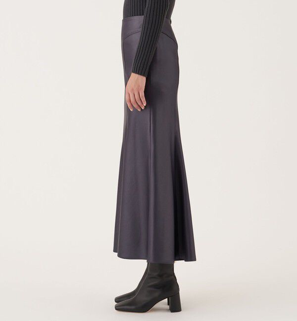 DES PRES「レザーライクサテン マーメイドマキシスカート」|フレア|