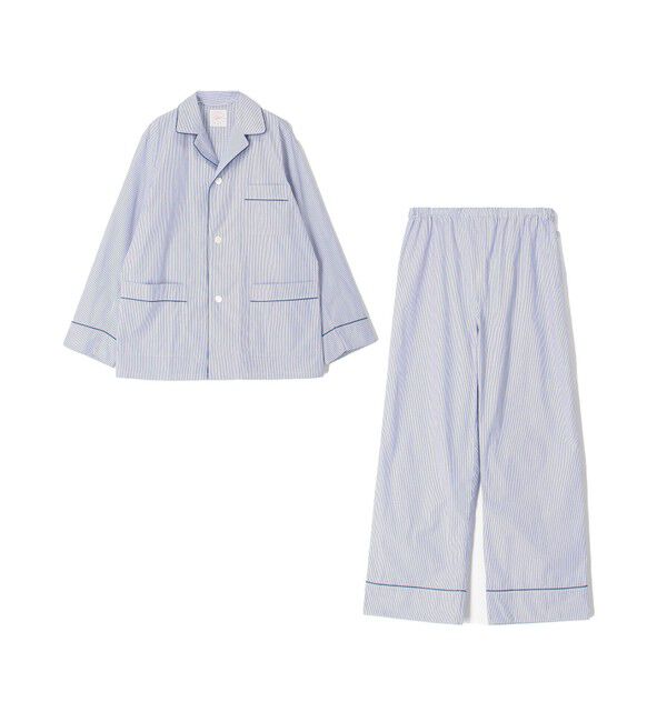 TOMORROWLAND HOME「コットンブロードストライプ パジャマ（ウィメンズ）」|ルームウェア|68 ネイビー系