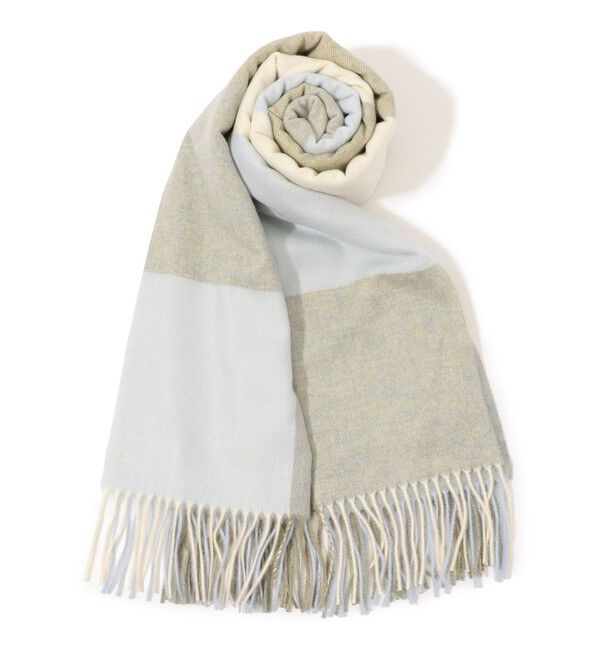 TOMORROWLAND GOODS「Johnstons of Elgin カシミヤチェックストール」|ストール|52 ライトブルー系