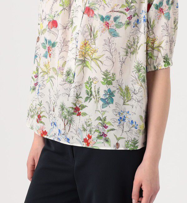 TOMORROWLAND collection「カリビアンバードプリント ギャザーボウタイブラウス」|シャツ・ブラウス|