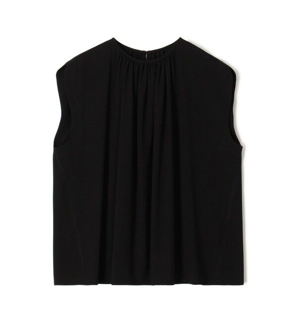 DES PRES「ジャージーライクジョーゼット ギャザーネックブラウス」|シャツ・ブラウス|19 ブラック