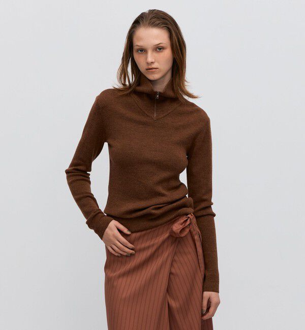 BACCA「エクストラファインメリノウール ジップアッププルオーバー」|ニット・セーター|