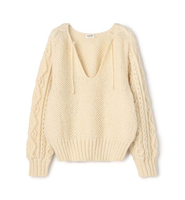 MACPHEE「ハンドニット キーネックプルオーバー」|ニット・セーター|11 ホワイト