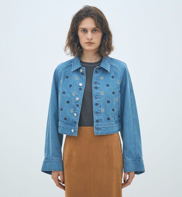 MACPHEE「ボタニカルエンブロイダリーデニム ショートジャケット」|デニムジャケット|