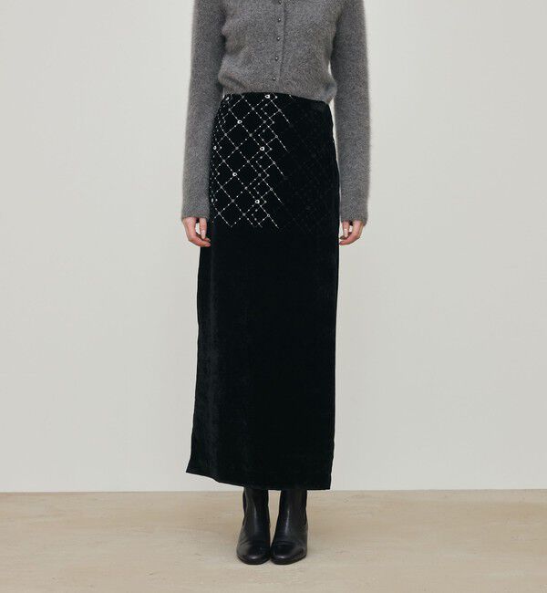 DES PRES「ダイアモンドゲージエンブロイダリー マキシスカート」|タイト|