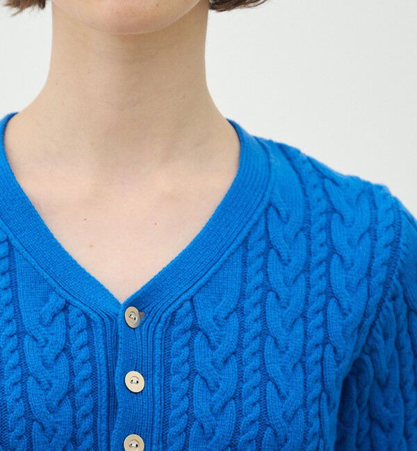 MACPHEE「ハイブリットコットンケーブル Vネックプルオーバー」|ニット・セーター|