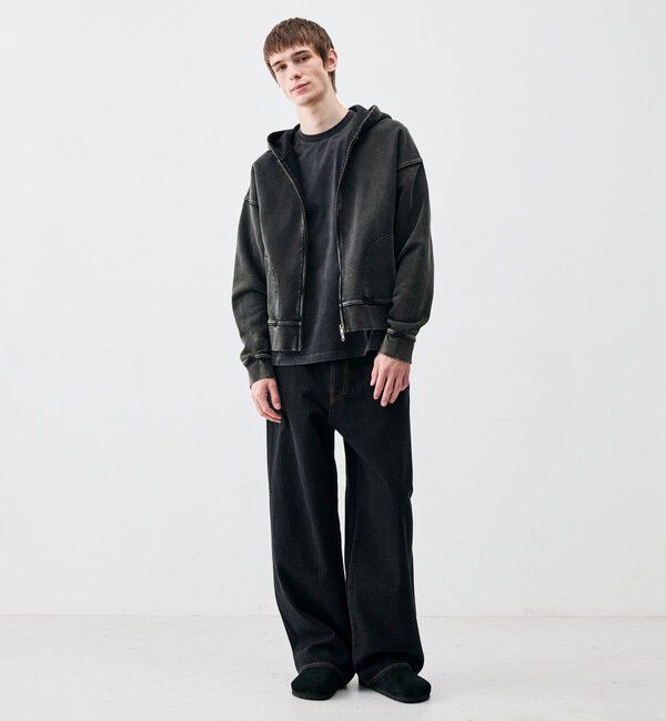 Edition「ブラックデニム バギーパンツ」|デニム|