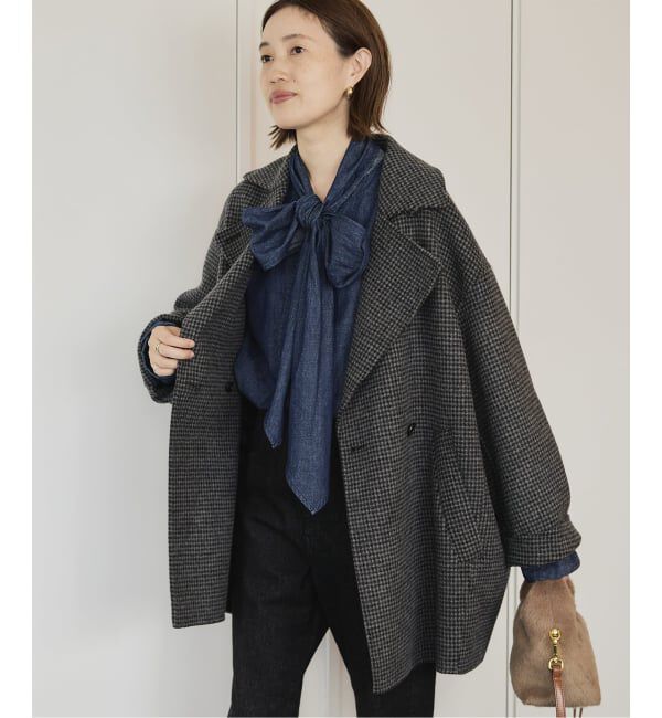 SLOBE IENA「souple wool ダブルフェイスミドルコート」|ピーコート|