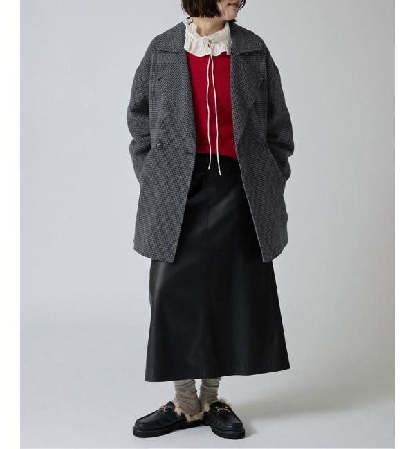 SLOBE IENA「souple wool ダブルフェイスミドルコート」|ピーコート|