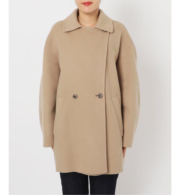 SLOBE IENA「souple wool ダブルフェイスミドルコート」|ピーコート|