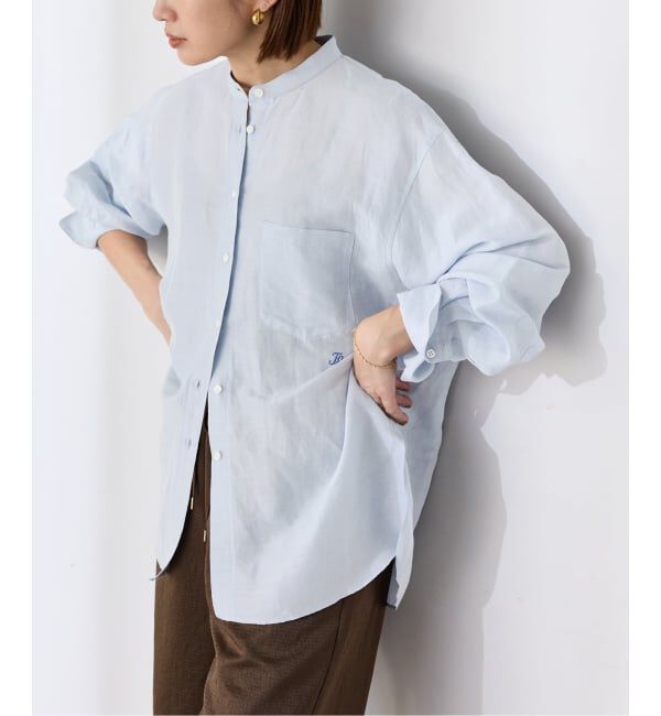 IENA「《一部カラーWEB限定》ラミーリヨセルバンドカラーシャツ」|シャツ・ブラウス|