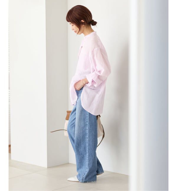 IENA「《一部カラーWEB限定》ラミーリヨセルバンドカラーシャツ」|シャツ・ブラウス|