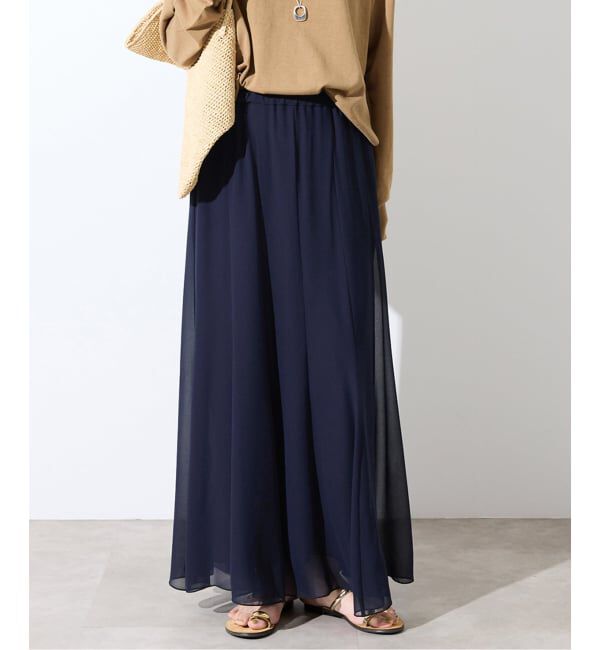 SLOBE IENA「シフォンレイヤースカート」|スカート|ネイビー