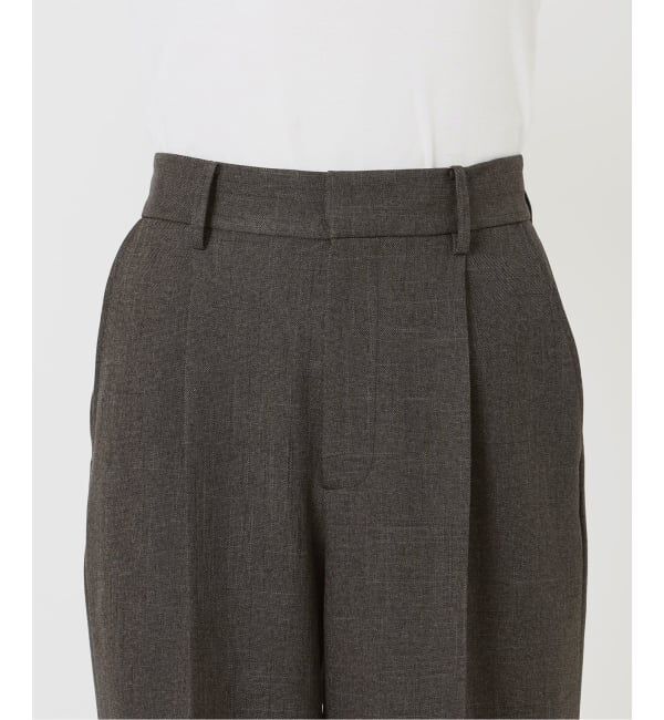 IENA「《セットアップ対応》ウォッシャブル シャークツイードセミワイドパンツ」|スラックス|