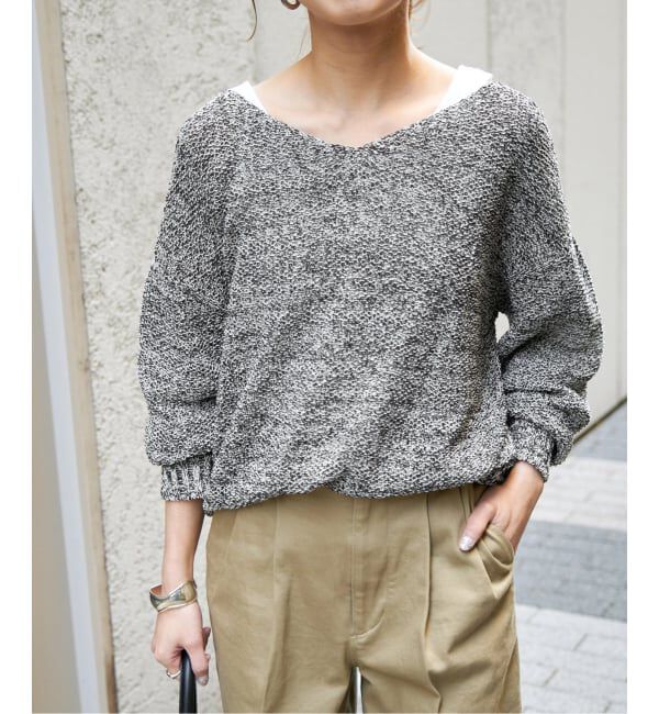 Spick and Span「《WEB限定カラー有り / 追加》ペーパーヤーン2WAYルーズプルオーバー」|ニット・セーター|