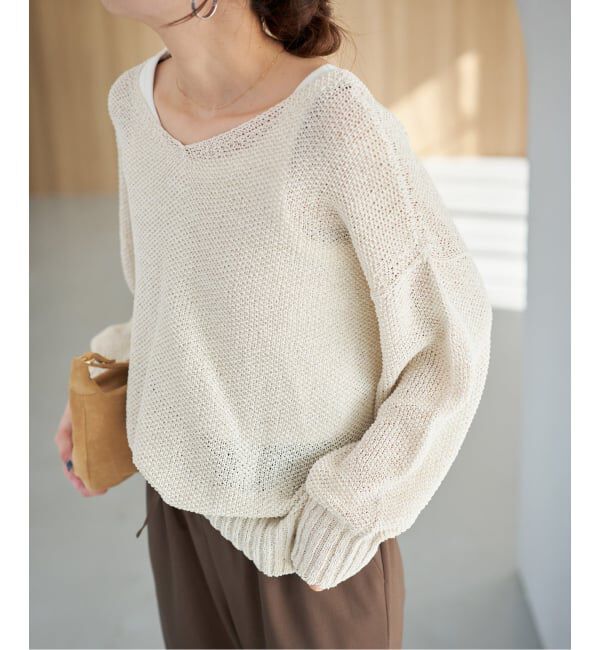 Spick and Span「《WEB限定カラー有り / 追加》ペーパーヤーン2WAYルーズプルオーバー」|ニット・セーター|