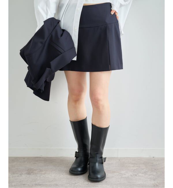 U by SPICK&SPAN「サイドスリットミニスカート」|スカート|ネイビー