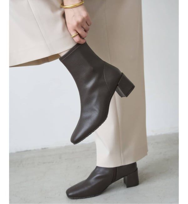  「《追加3》5cmスクエアフィットショートブーツ」|ショートブーツ|ブラウン