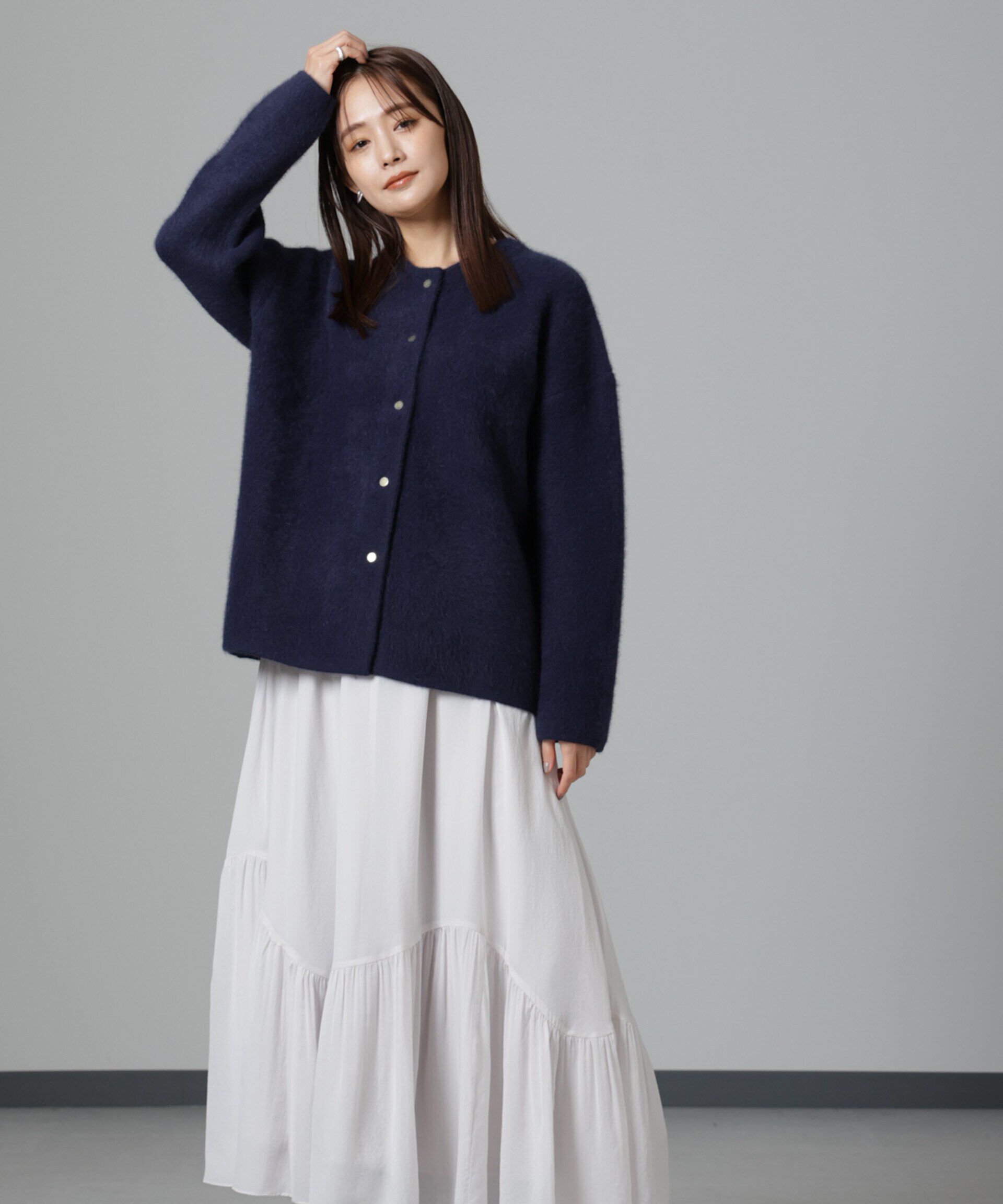 nano･universe「アシメティアードシフォンギャザースカート」|スカート|