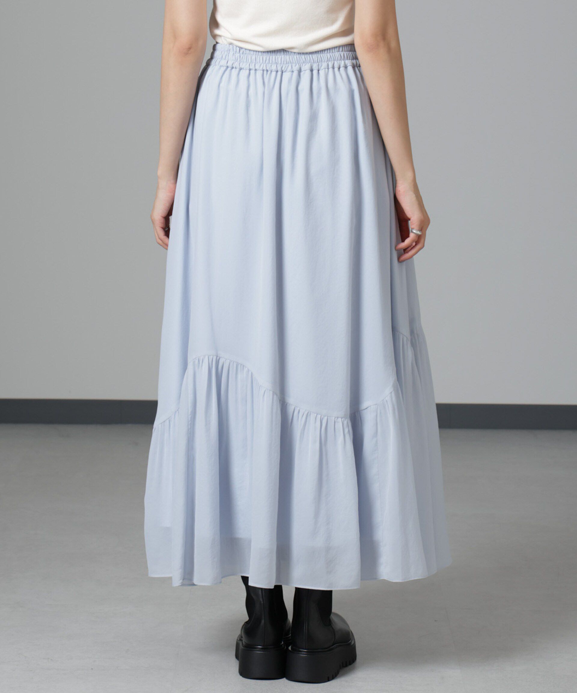 nano･universe「アシメティアードシフォンギャザースカート」|スカート|