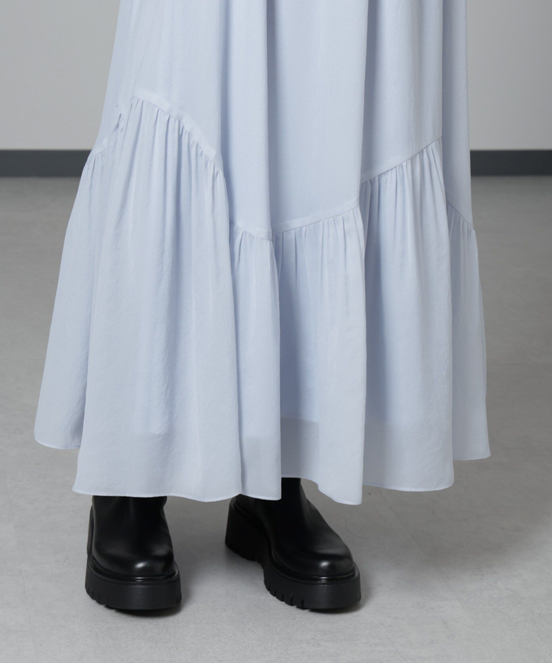 nano･universe「アシメティアードシフォンギャザースカート」|スカート|