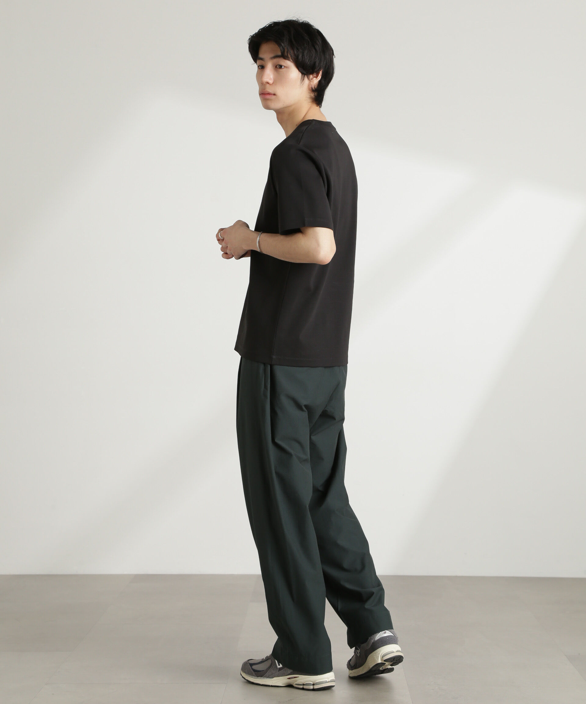 nano･universe「ストレッチワイドイージーパンツ(セットアップ可)」|チノ|