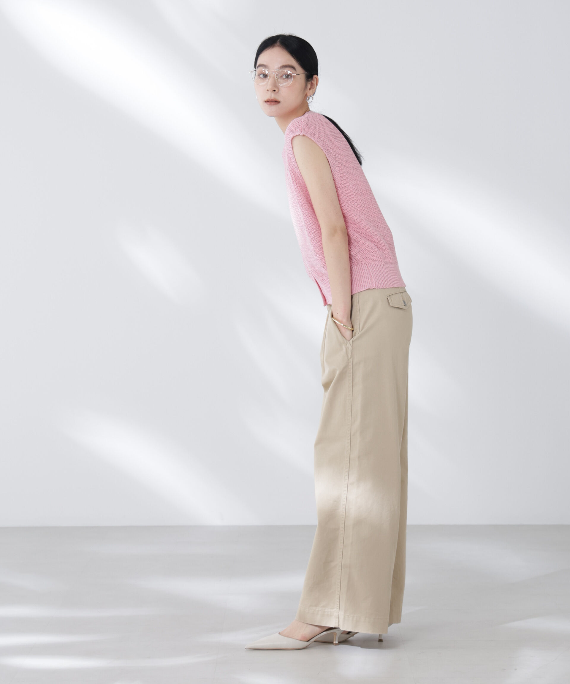 nano･universe「ペーパーヤーン畦ニットベスト」|ニット・セーター|