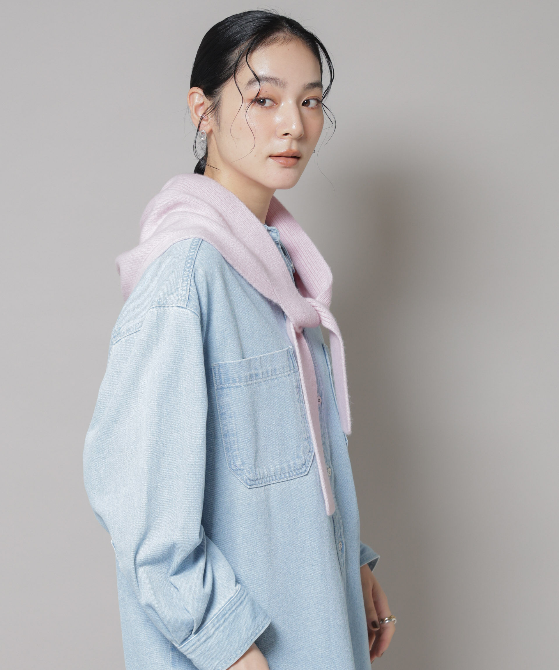 nano･universe「刺繍入りデニムワイドシャツ(セットアップ可)」|シャツ・ブラウス|