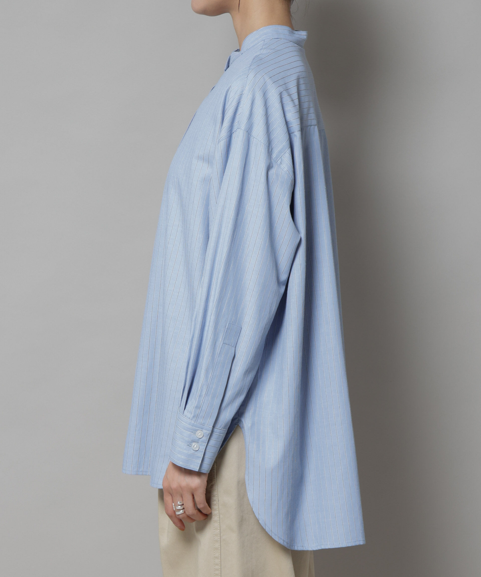 nano･universe「スタンドカラーストライプシャツ」|シャツ・ブラウス|