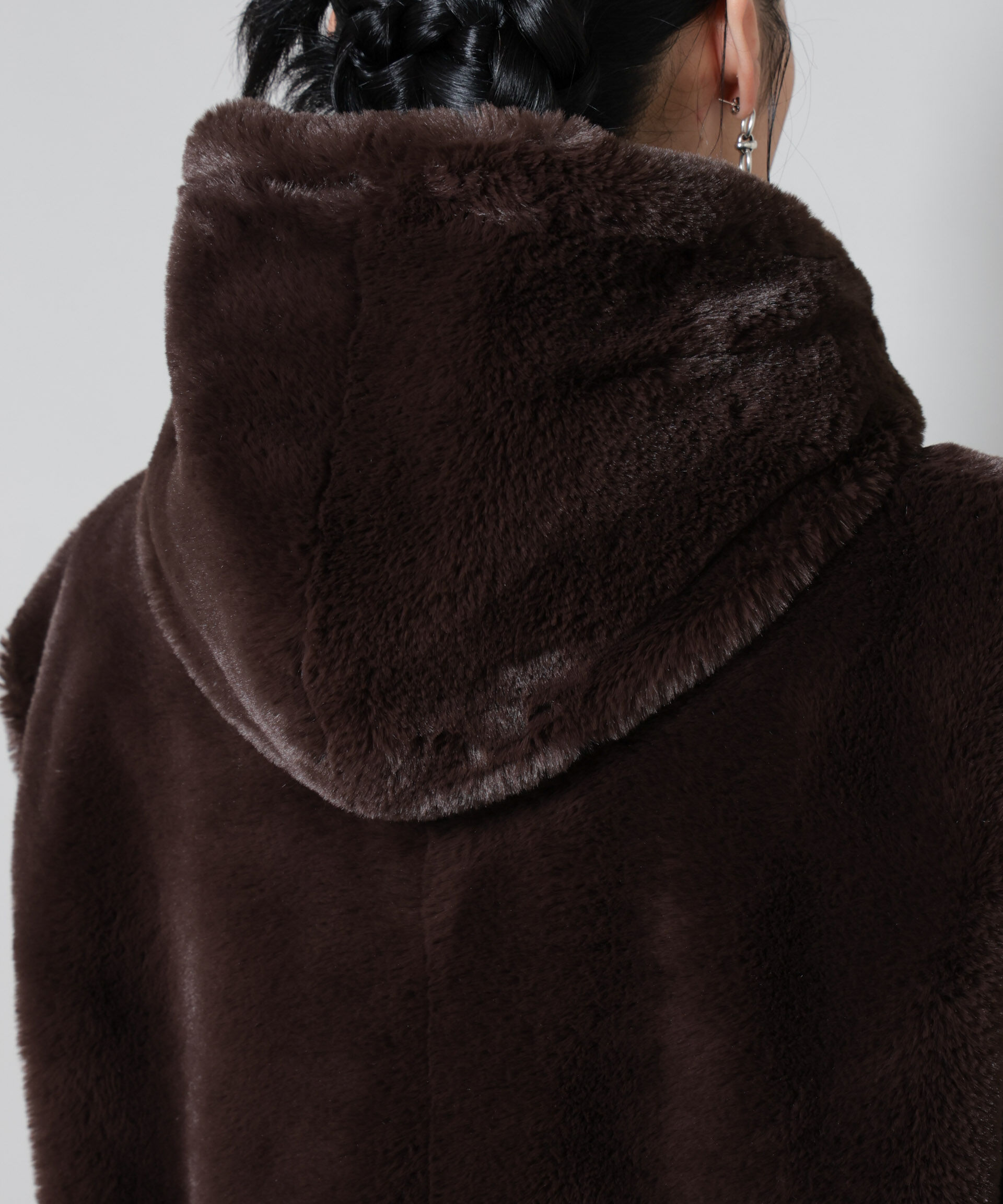 nano･universe「フェイクファーフードベスト」|テーラードジャケット|