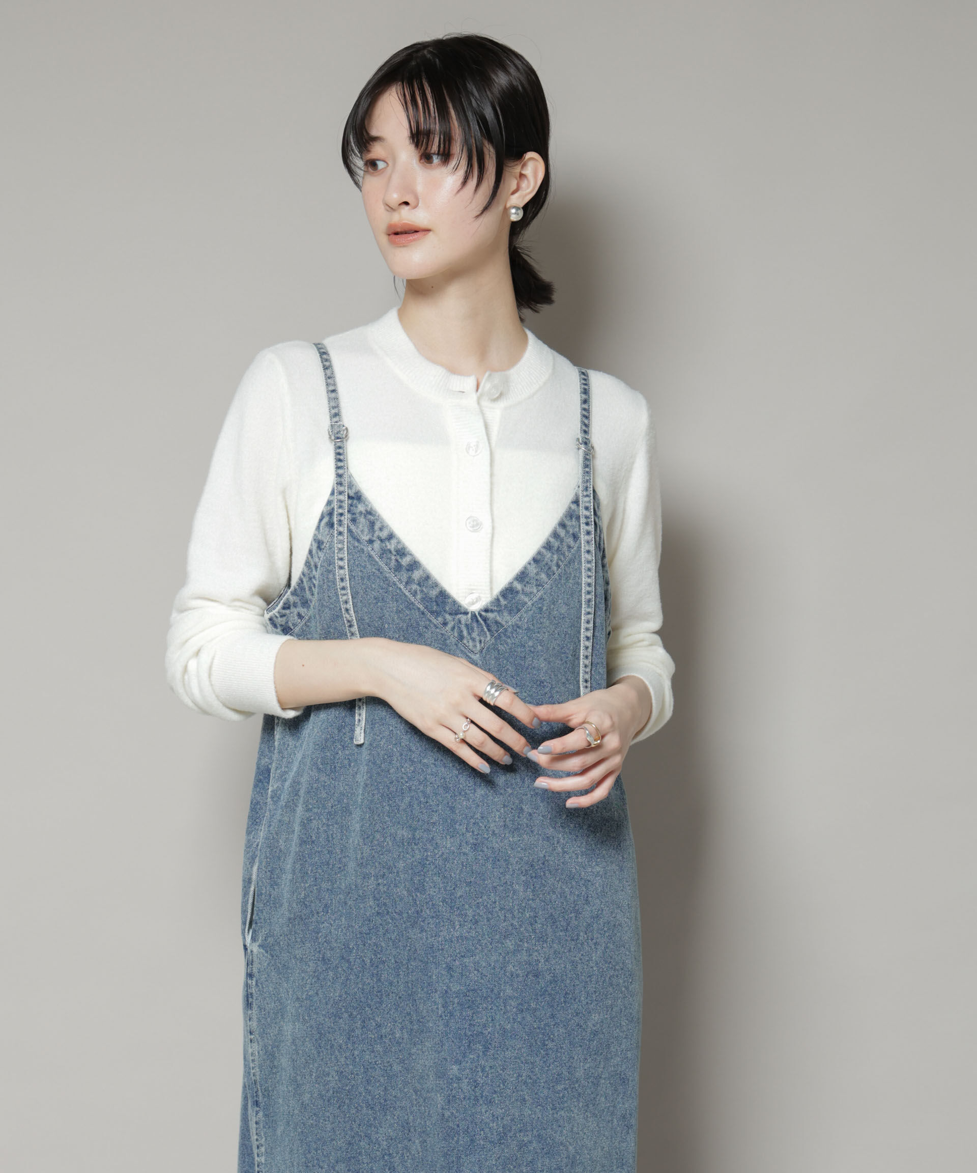 nano･universe「ミニラメシャギークルーネックカーディガン」|ニット・セーター|