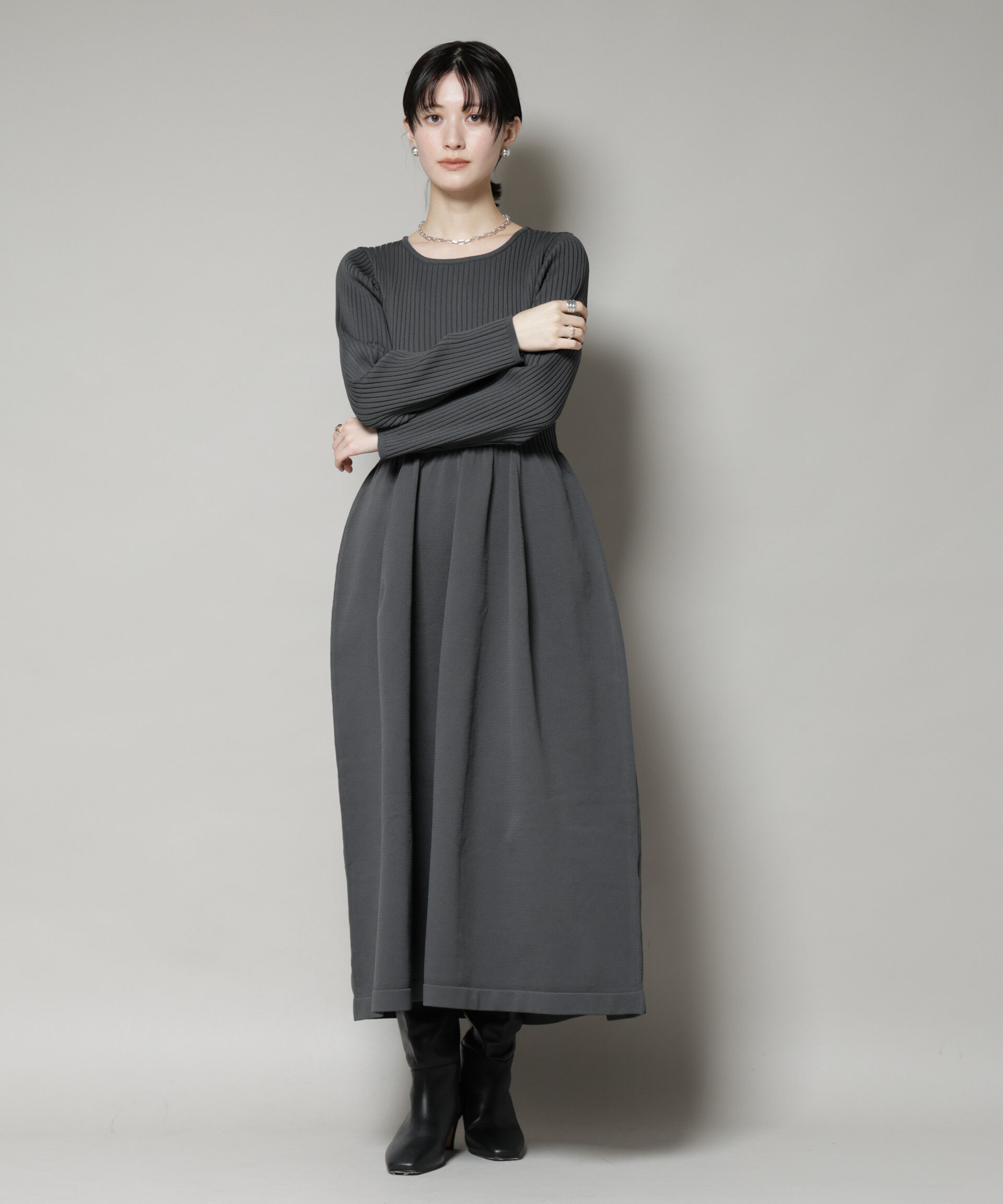 nano･universe「フォルムスカートニットワンピース」|ワンピース|