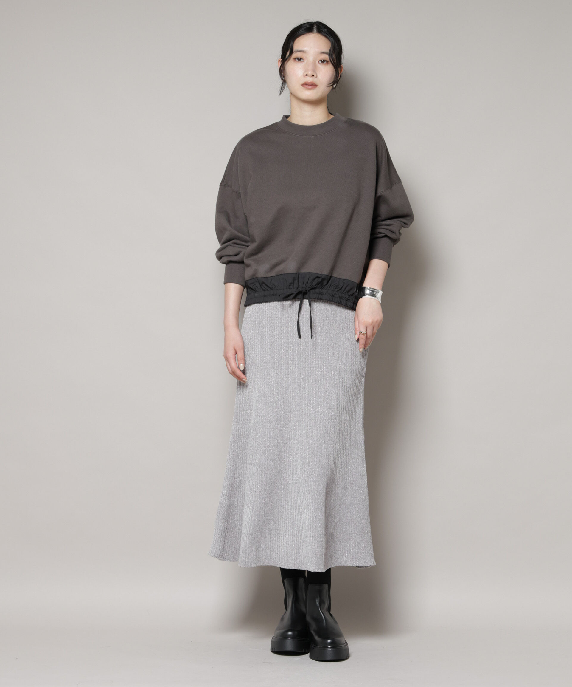 nano･universe「ラメモールワイドリブマーメイドニットスカート(セットアップ可)」|スカート|