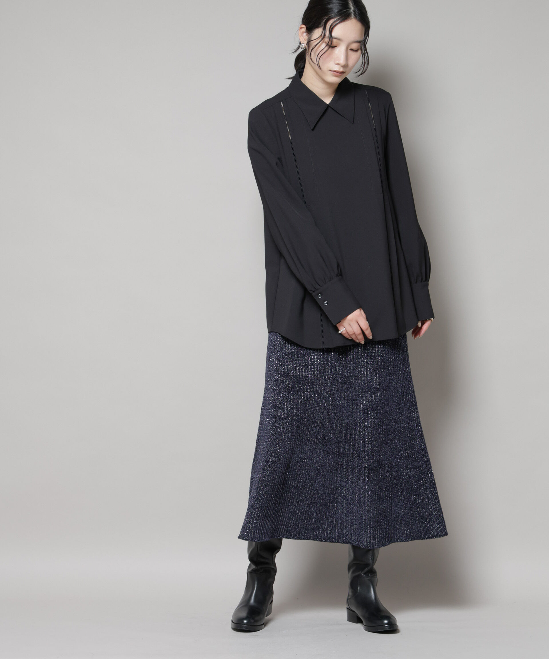 nano･universe「ラメモールワイドリブマーメイドニットスカート(セットアップ可)」|スカート|