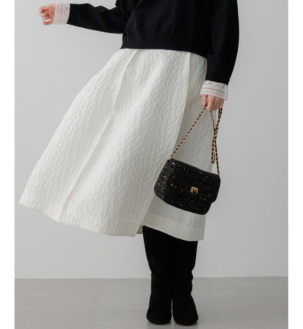 23区「【洗える】エクラジャカード コクーン スカート」|スカート|アイボリー系