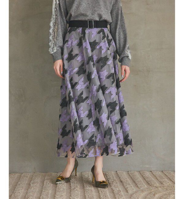 Grace Class「千鳥刺繍チュールスカート」|スカート|