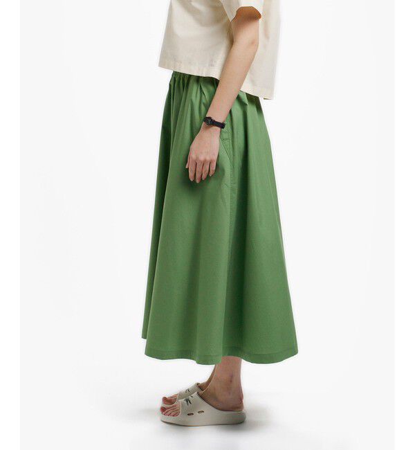 LACOSTE「ストレッチタイプライター ギャザー フレアスカート マキシ丈」|フレア|