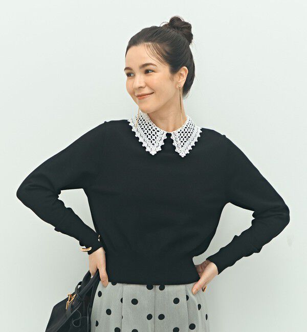 NOLLEY'S「《手洗い可能》襟レース2WAYプルオーバーニット」|ニット・セーター|