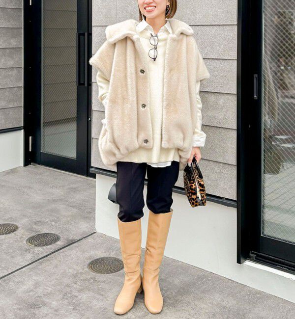 Rie Miller「エコファー衿付ベスト」|ブルゾン・スタジャン|